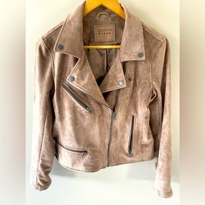 Blank NYC suede-like moto jacket, taupe, size small